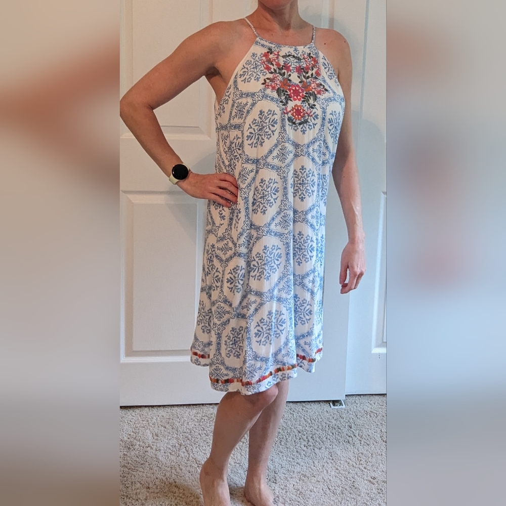 THML | Melina Embroidered Dress | Blue | M